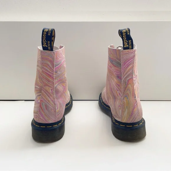 Dr Martens pascal 1460 MARBLED SUEDE LACE UP BOOTS rainbow unicorn girly combat - Picture 7 of 11